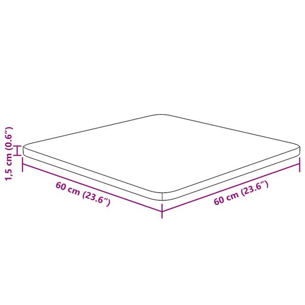 vidaXL Tischplatte Quadratisch Hellbraun 60x60x1,5cm Behandelte Eiche