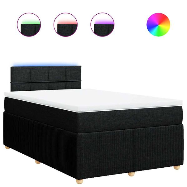 vidaXL Boxspringbett mit Matratze Schwarz 120x190 cm Stoff