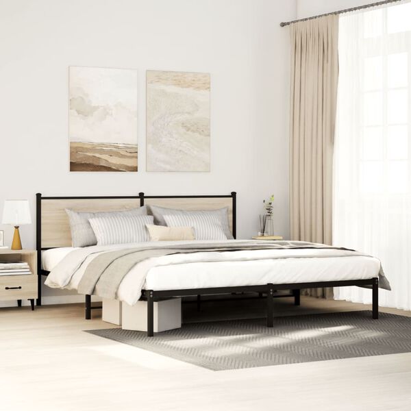 vidaXL Metallbett ohne Matratze Sonoma-Eiche 183x213 cm