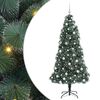 vidaXL K&uuml;nstlicher vorbeleuchteter Weihnachtsbaum mit Kugelset Gr&uuml;n