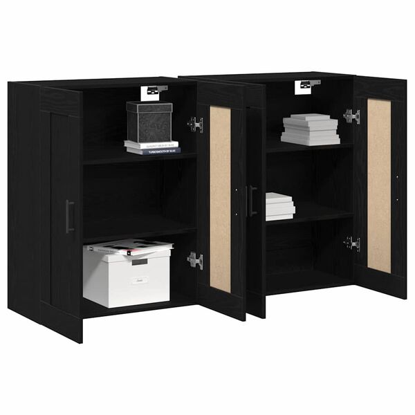 vidaXL Wandmontierter Schrank 2 pcs Schwarz Eichen-Optik Holzwerkstoff