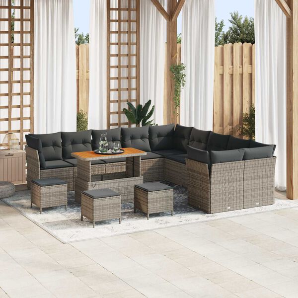 vidaXL Gartensofa-set 14 pcs Grau Poly-Rattan