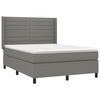 vidaXL Boxspringbett mit Matratze & LED Dunkelgrau 140x200 cm Stoff
