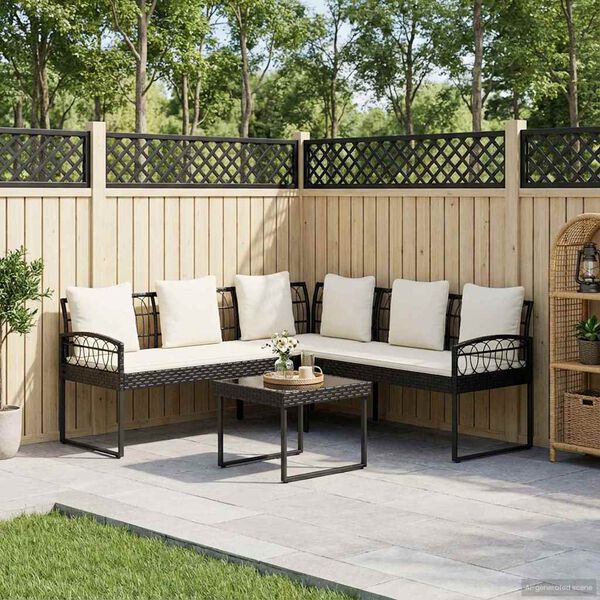 vidaXL Garten-Sofaset mit Kissen 2 pcs Schwarz Stahl