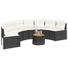 vidaXL Gartensofa mit Tisch und Kissen Halbrund Schwarz Poly-Rattan