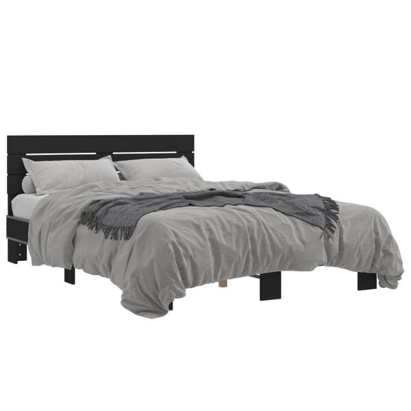 vidaXL Bettgestell Schwarz 140x200 cm Holzwerkstoff und Metall