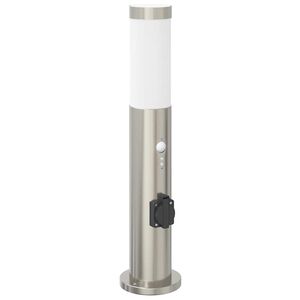 vidaXL Pollerleuchte mit Sensor und Steckdose 50 cm Edelstahl IP44