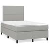 vidaXL Boxspringbett mit Matratze & LED Hellgrau 120x190 cm Stoff
