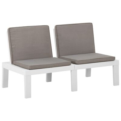vidaXL 2-tlg. Garten-Lounge-Set mit Auflagen Kunststoff Weiß