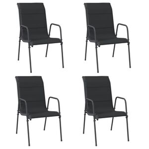 vidaXL Gartenst&uuml;hle 4 Stk. Stahl und Textilene Schwarz