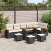 vidaXL Garten-Sofa-Set mit Kissen mit Speicher Schwarz Poly Rattan