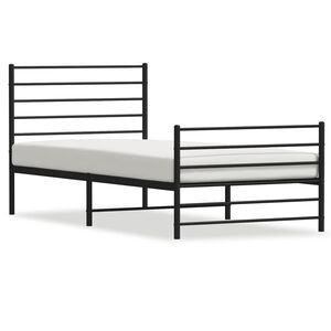 vidaXL Bettgestell mit Kopf- und Fu&szlig;teil Metall Schwarz 90x190 cm