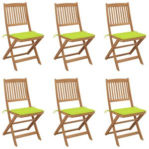 vidaXL Klappbare Gartenst&uuml;hle 6 Stk. mit Kissen Massivholz Akazie