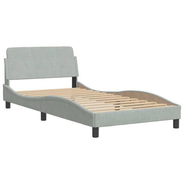 vidaXL Bett mit Matratze "Hanko" Hellgrau 100x200 cm Samt