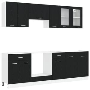 vidaXL K&uuml;cheneinheit Lyon 8 pcs Schwarze Eiche Holzwerkstoff