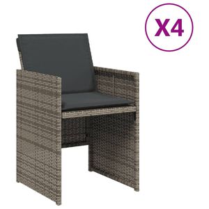 vidaXL Gartenst&uuml;hle mit Kissen 4 Stk. Grau Poly Rattan