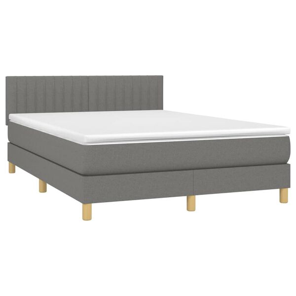 vidaXL Boxspringbett mit Matratze Dunkelgrau 140x190 cm Stoff