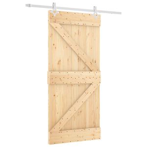 vidaXL Schiebet&uuml;r 95 x 210 cm Massivkiefer (Unbehandelt)