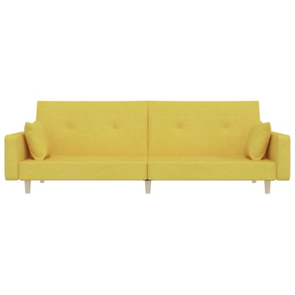vidaXL Schlafsofa 2-Sitzer mit 2 Kissen Gr&uuml;n Stoff
