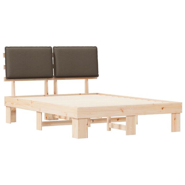 vidaXL Bettgestell mit gepolstertem Kopfteil Taupe 160 x 200 cm