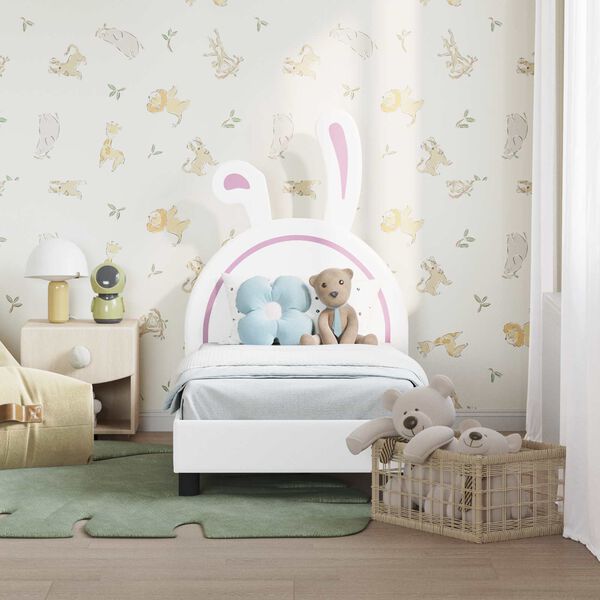 vidaXL Kinderbettgestell mit Kopfteil mit Kopfteil Wei&szlig; 70 x 140 cm PU