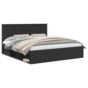 vidaXL Bettrahmen Schwarz 180 x 200 cm Massives Kiefernholz