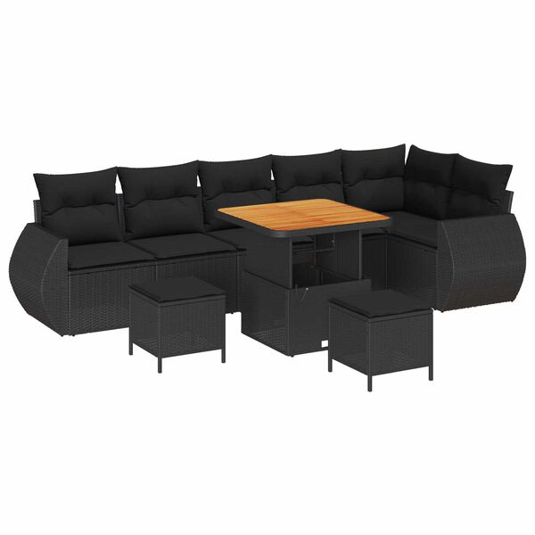 vidaXL Gartensofa-set 9 pcs Schwarz Poly-Rattan