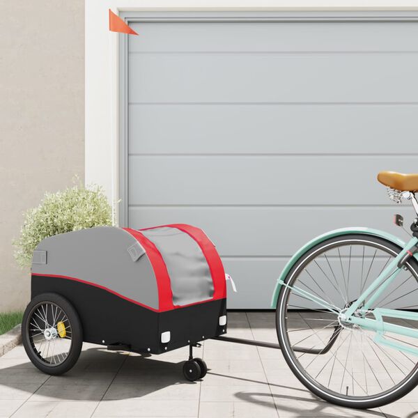 vidaXL Fahrradanh&auml;nger Schwarz und Rot 45 kg Eisen