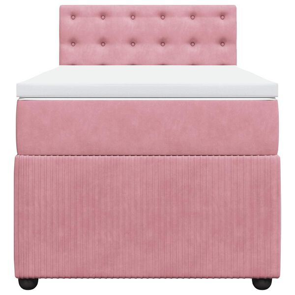 vidaXL Boxspringbett mit Matratze Rosa 100x200 cm Samt