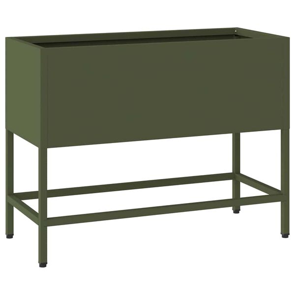 vidaXL Hochbeet Gartenpflanzer Olivgr&uuml;n 60 x 26 x 45 cm Stahl