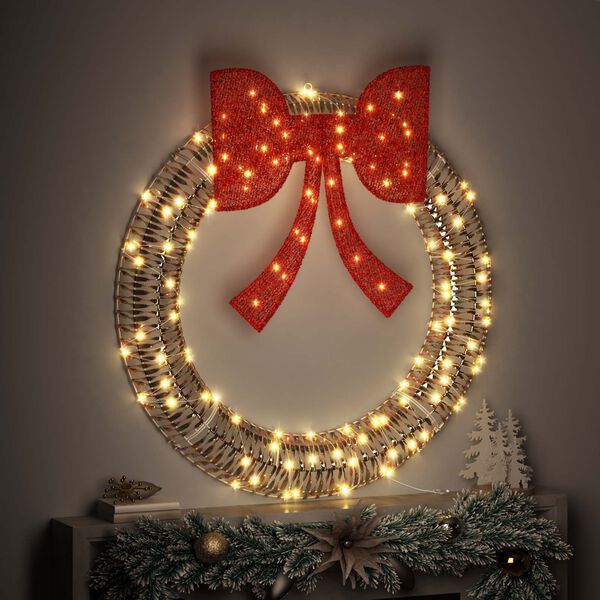 vidaXL Kranz mit 150 LEDs Warmwei&szlig; 121 x 121 x 10 cm PET