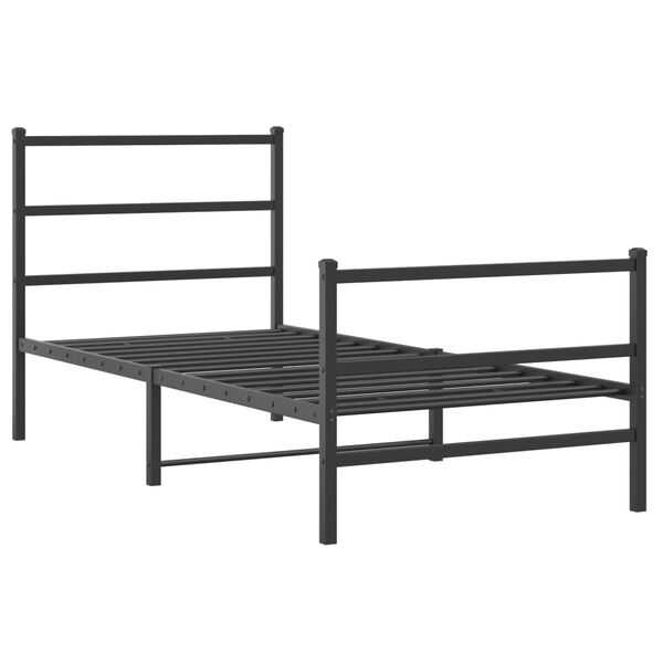 vidaXL Bettgestell mit Kopf- und Fu&szlig;teil Metall Schwarz 90x190 cm
