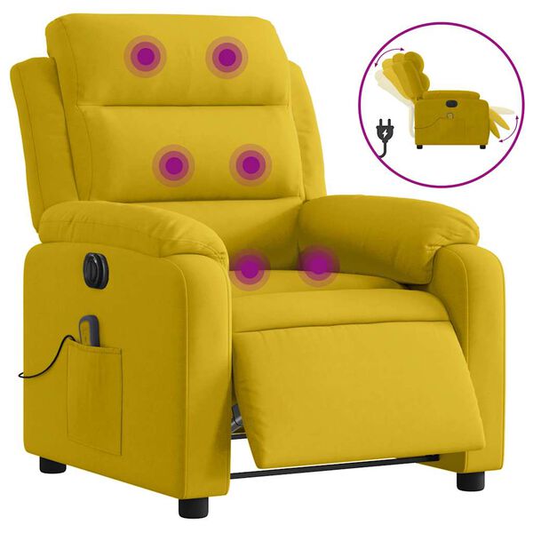 vidaXL Massagesessel Elektrisch Gelb Samt