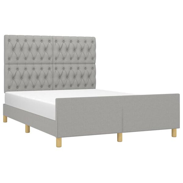 vidaXL Bettgestell ohne Matratze Hellgrau 140x190 cm Stoff