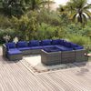 vidaXL 11-tlg. Garten-Lounge-Set mit Kissen Poly Rattan Grau