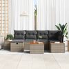 vidaXL Garten-Sofa-Set mit Kissen mit Speicher 7 pcs Grau Poly-Rattan