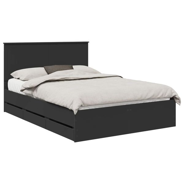 vidaXL Bettrahmen mit Schubladen Schwarz 140 x 190 cm Ingenieurs Holz