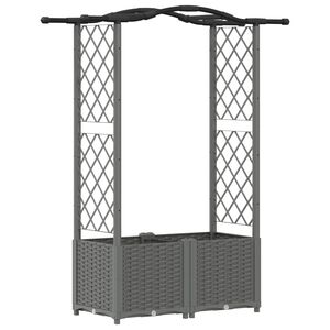vidaXL Hochbeet mit Rankgitter und Dach Hellgrau 125 x 40 x 138 cm PP