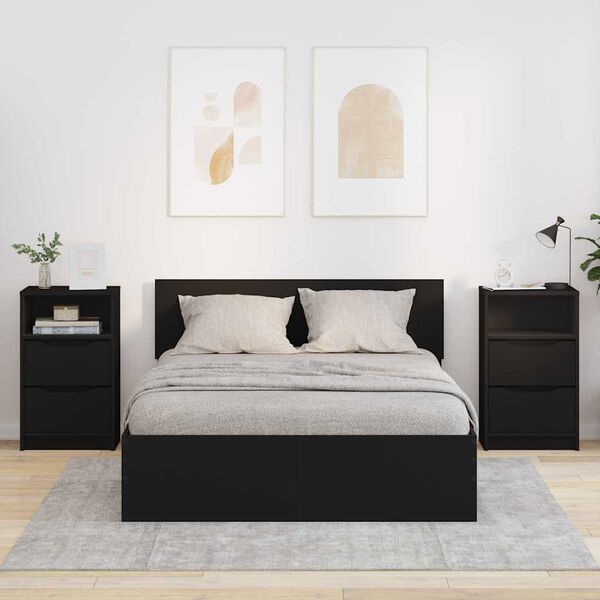 vidaXL Nachttische 2 pcs Schwarz 40 x 30 x 467 cm Holzwerkstoff