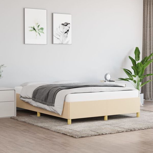vidaXL Bettgestell ohne Matratze Creme 140x190 cm Stoff