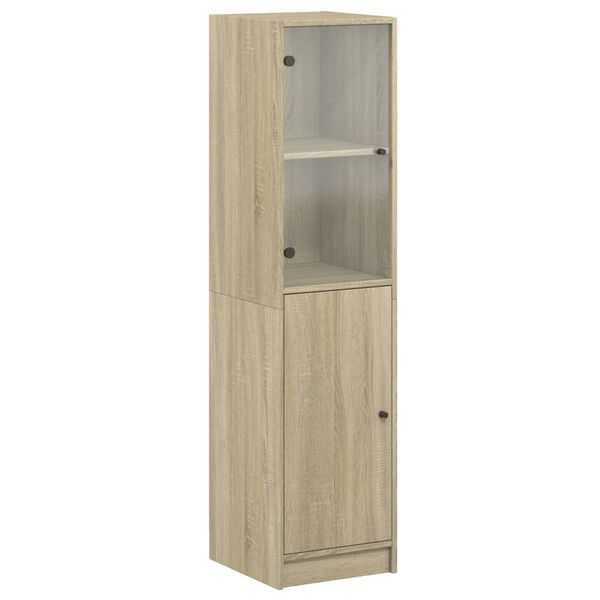 vidaXL Highboard mit Glast&uuml;r Sonoma-Eiche 35x37x142 cm