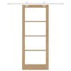 vidaXL Schiebet&uuml;r Natur 86 x 211 cm Massivholz Kiefer und Glas