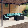 vidaXL 9-tlg. Garten-Lounge-Set mit Kissen Poly Rattan Schwarz