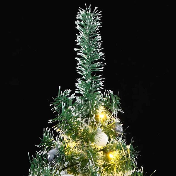 vidaXL K&uuml;nstlicher Weihnachtsbaum 300 LEDs & Kugeln Beschneit 210 cm