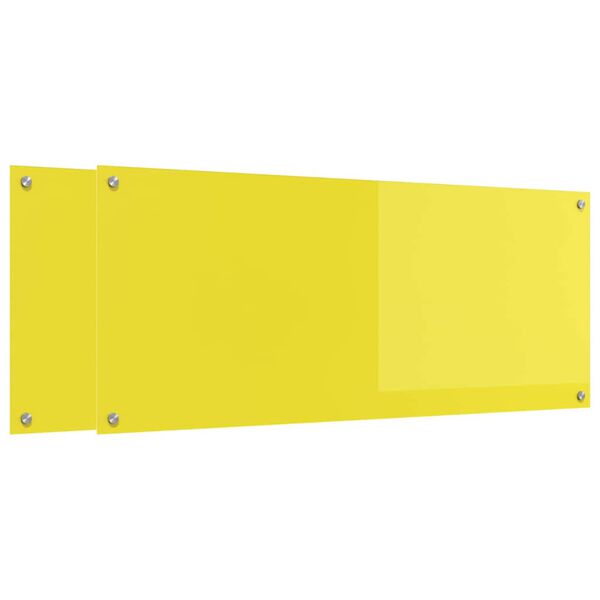 vidaXL K&uuml;chenr&uuml;ckwand 2 pcs Gelb 120 x 50 cm Geh&auml;rtetes Glas