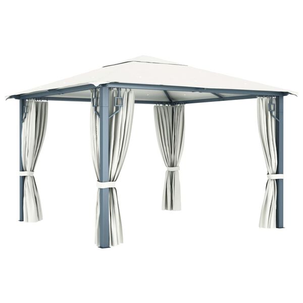 vidaXL Pavillon mit Vorhängen 300 x 300 cm Creme Aluminium