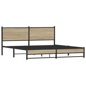 vidaXL Metallbett ohne Matratze Sonoma-Eiche 183x213 cm