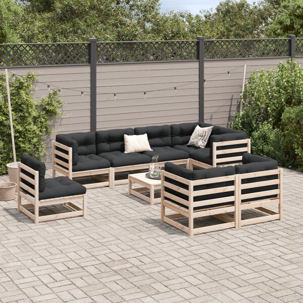 vidaXL 9-tlg. Garten-Sofagarnitur Massivholz Kiefer
