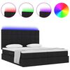 vidaXL Bett mit LED-Lichtleisten Schwarz 180 x 200 cm Stoff