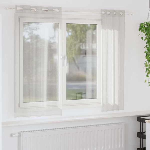 vidaXL Voile-Vorhang mit Vorh&auml;ngen 2 pcs Creme 175 x 140 cm Polyester